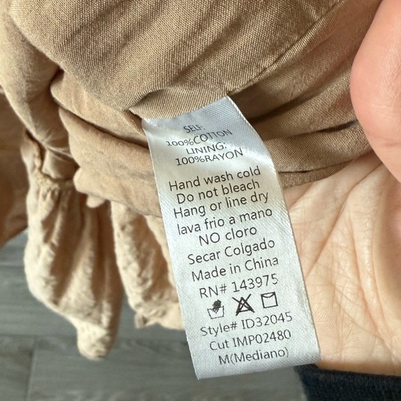 Millibon|Tan ruffled Sleeveless Tiered Dress in Brown/tan color,cottagecore boho - Picture 9 of 13